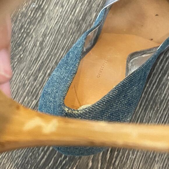 Giuseppe Zandotti Women's Size 9.5 Blue Denim & Silver Koka Peep Toe High Heels - Picture 5 of 14